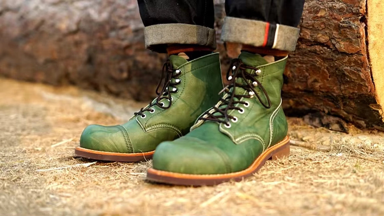 Goodyear-Welted Vintage Genuine Leather Ankle Motorcycle Boots Top Quality round Toe Men Casual Dress Work Green Boots