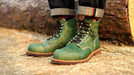 Goodyear-Welted Vintage Genuine Leather Ankle Motorcycle Boots Top Quality round Toe Men Casual Dress Work Green Boots