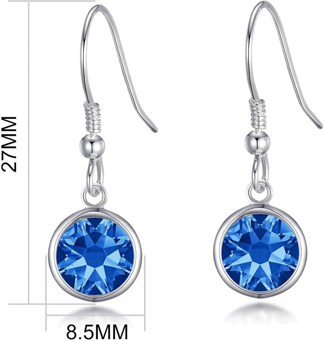 Dark Blue Crystal Drop Earrings Created with Zircondia® Crystals
