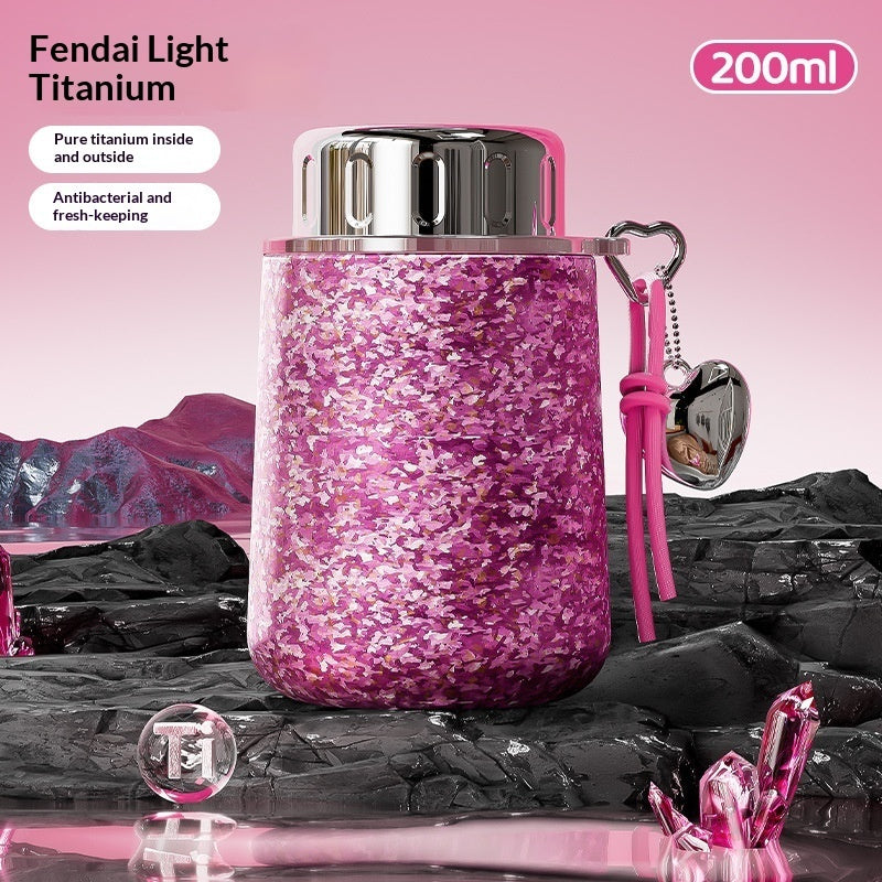 Portable Hammered-Texture 99 Pure Titanium Insulated Water Bottle