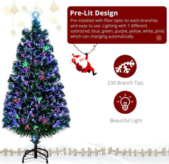 6Ft Fibre Optic Christmas Tree Indoor Xmas Decoration, Green
