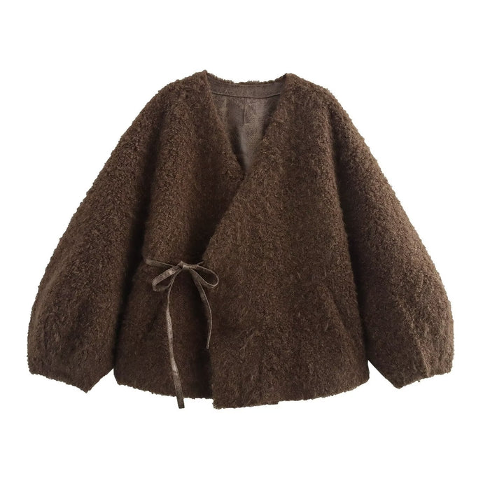 Marc Gianno new style V-neck long sleeved lace up sheep roll