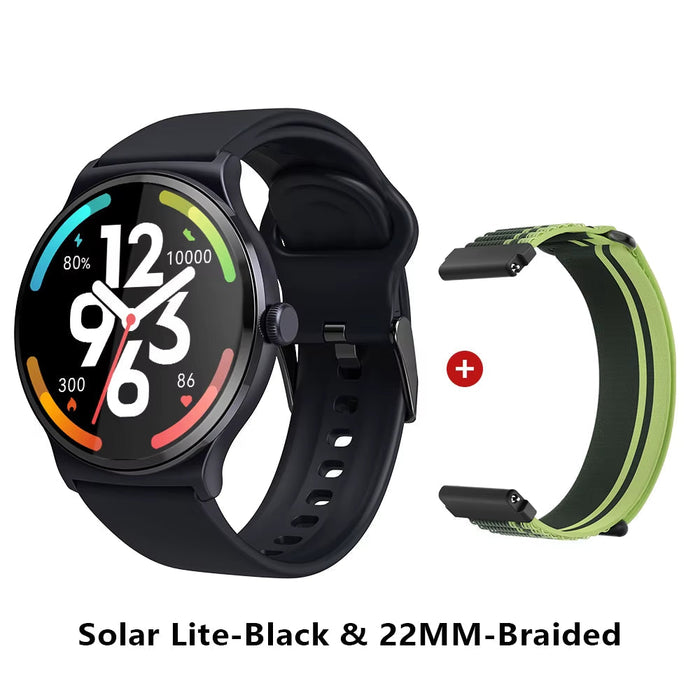 Solar Lite Smart Watch 1.38" Display Bluetooth 5.3 100+ Watch Faces Spo2 Heart Rate Monitor 20 Days Endurance Smartwatch