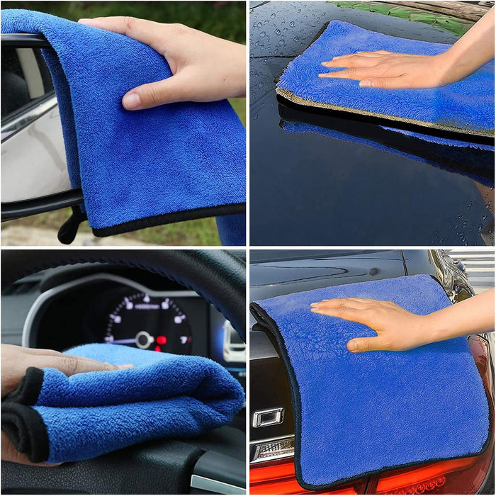 Microfibre Cleaning Cloths, 6 Pack, Two-Layer Thickened Towels, Lint Free Super Absorbent Towel for Household and Car Washing, Drying, Detailing, 40X30Cm