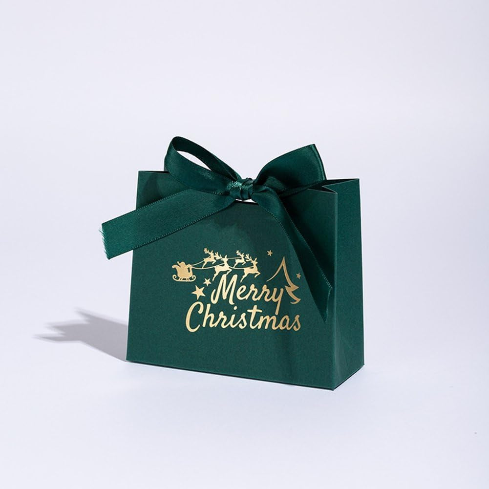 20Pcs Christmas Candy Boxes with Ribbon Goodie Paper Boxes Sweet Cases for Wedding Party New Year Accessories