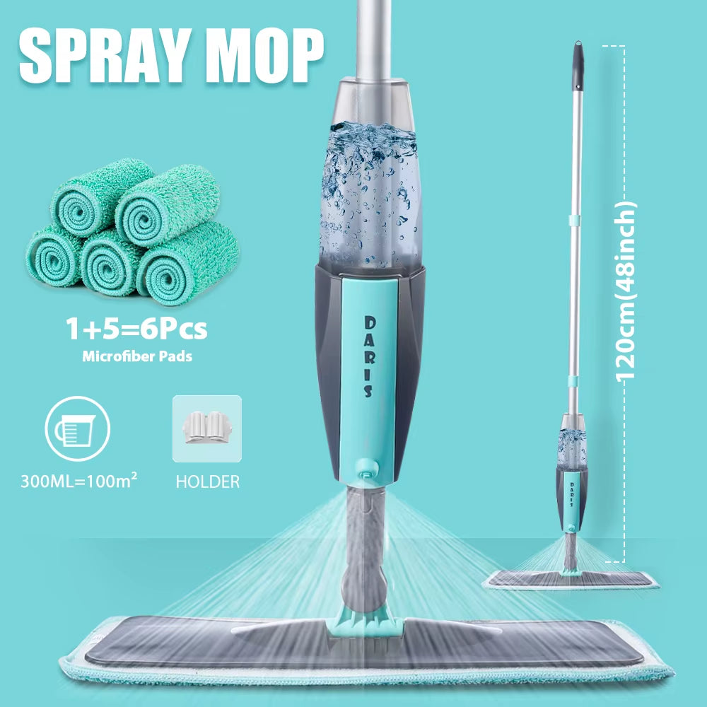 Magic Floor Cleaning Sweeper Brooms with Microfiber Pads 360° Rotation Flat Spray Floor Mop Broom for Cleaning Home Spin Mop