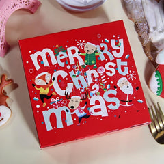 10 Packs 14X14X5Cm Red Merry Christmas Boxes with Lids, Gift Boxes, Xmas Party Favor Treats, Bakery, Gift Packaging