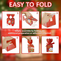 12Pcs Christmas Party Gift Boxes, Creative Christmas Paper Candy Boxes, Festive Favour Boxe for Xmas Party, Advent Decorations, Eve, Gift Wrapping