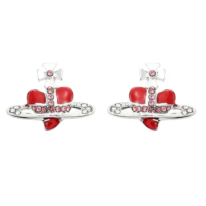 Saturn Planet Stud Earrings for Women Girl Heart Earrings