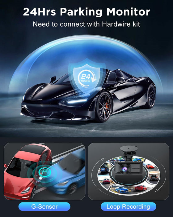 Dash Cam 4K Front Dashcam Build-In GPS Speed, Wifi Dash Dam Front with Free 64GB SD Card, 3.16 IPS Screen Car Camera Dash Cam, Super Night Vision with WDR, 24H Parking Monitor, Loop Recording