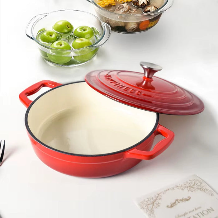23Cm Enameled Cast Iron Dutch Oven 2 Quart Heavy Soup Pot Casserole Dish for Bread Baking and Stew Kitchen Nonstick Braised Pot