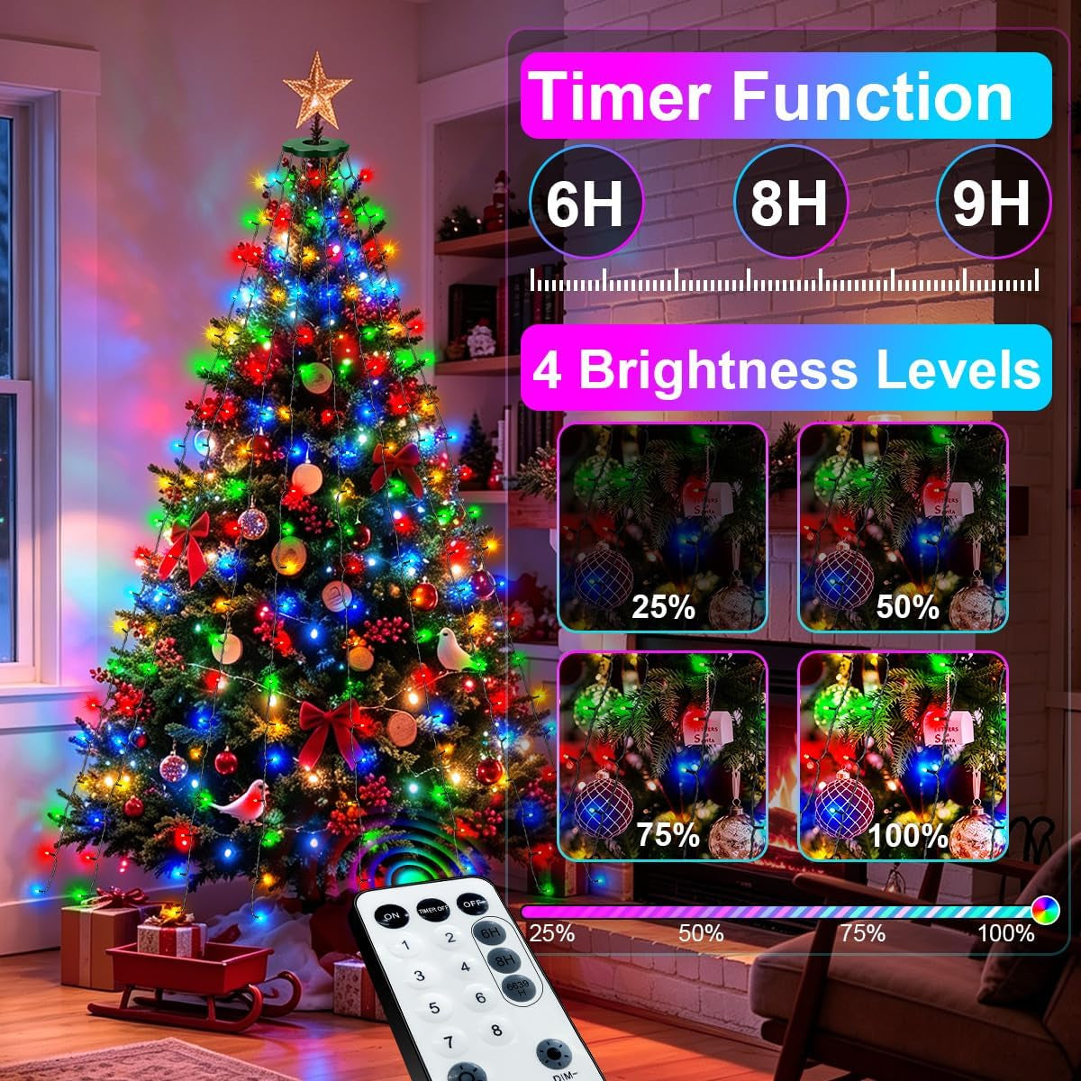 Christmas Tree Lights 2M X 12 Strands, LED Fairy Lights Multicolor