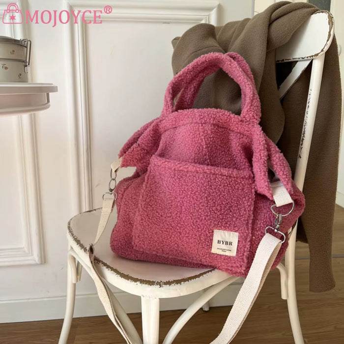 Winter Messenger Bags Soft Plush Women Women Handbag Large Capacity Fleece Shoulder Bag Lamb down Travel Street Ladies Hand Bag