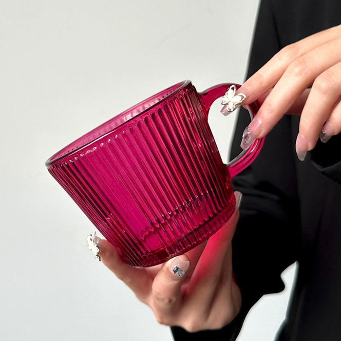 Rose Red Glass With Handle Good-looking Household Beverage Water Cup