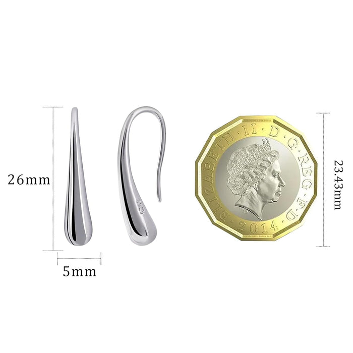 Silver Teardrop Pull through Earrings 925 Sterling Silver Earrings Drop Dangle Earrings Handmade Threader Earrings for Women