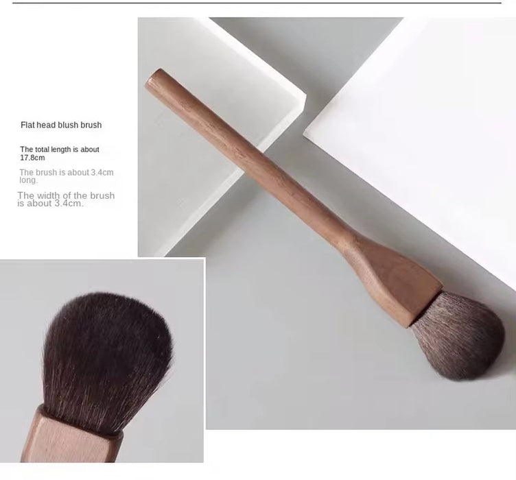 New 1Pcs European Vintage Wood Handle Makeup Brush High Quality Walnut Loose Powder Blush Foundation Contour Brush Super Soft