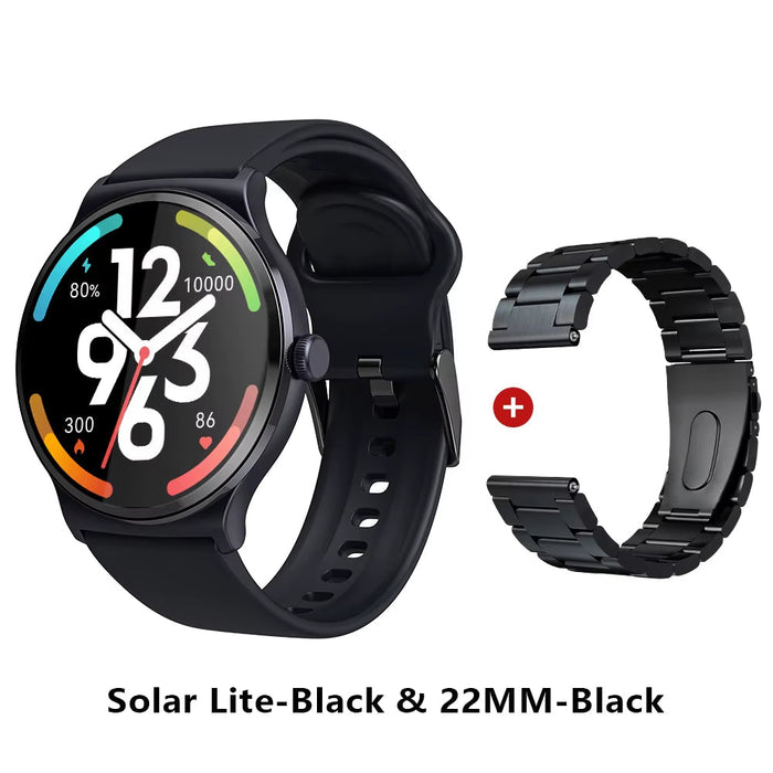 Solar Lite Smart Watch 1.38" Display Bluetooth 5.3 100+ Watch Faces Spo2 Heart Rate Monitor 20 Days Endurance Smartwatch