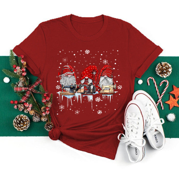 Christmas New Printed Pattern Round Neck Short Sleeve T-shirt