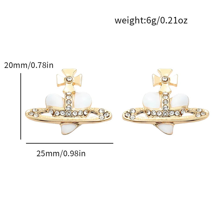Saturn Planet Stud Earrings for Women Girl Heart Earrings