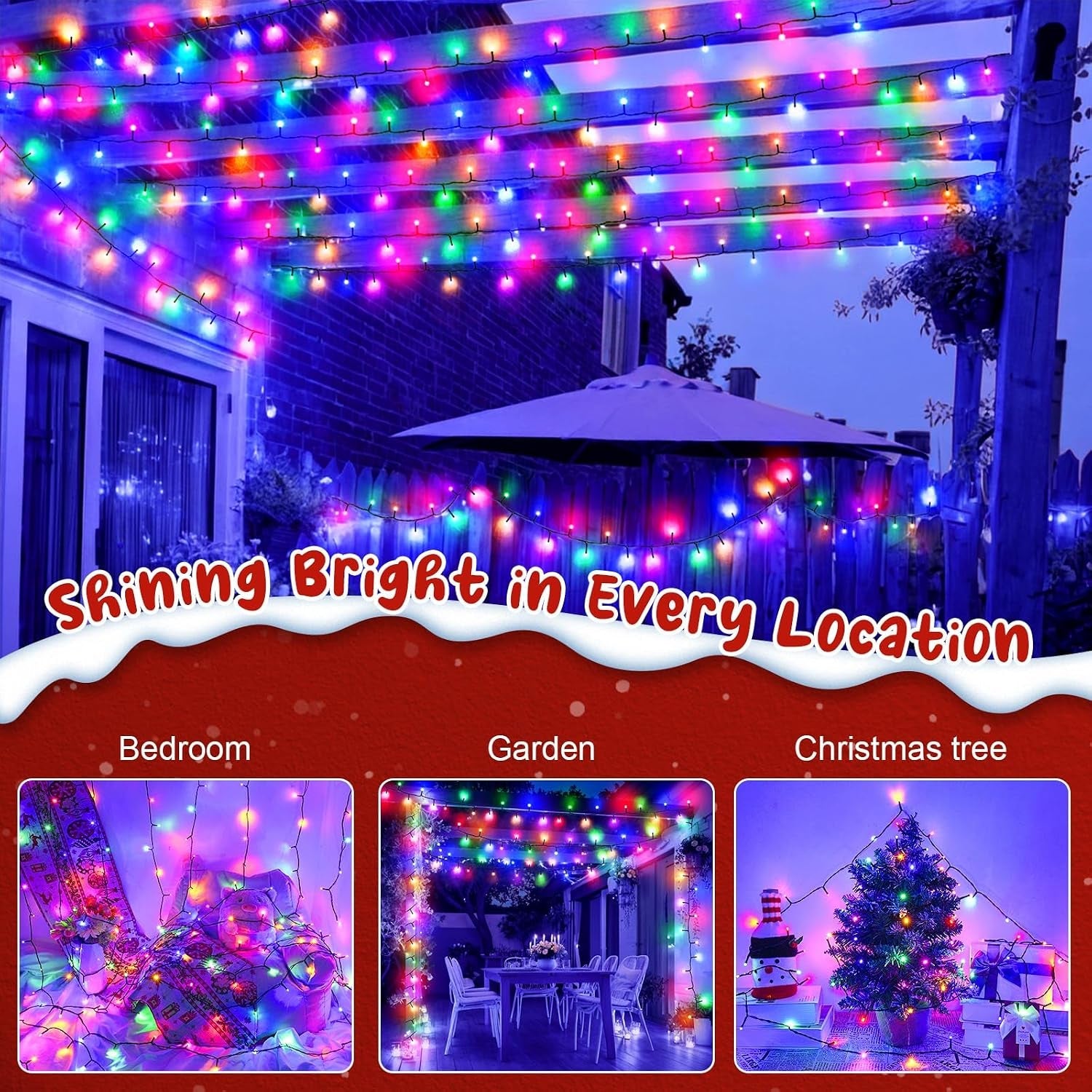 Fairy Lights 6M 60LED Fairy String Lights USB or Battery Operated with Timer, 8 Modes, Waterproof Green Wire Multicolour Christmas Lights for Indoor Outdoor Bedroom Wedding Birthday Wreath Xmas