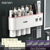 '-Magnetic Adsorption Inverted Toothbrush Holder Wall -Automatic Toothpaste Squeezer Storage Rack Bathroom Accessories