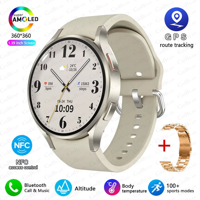 New for Samsung Galaxy Watch 6 Classic Smartwatch Men AMOLED HD Screen Voice Assistant Bluetooth Call NFC Smart Watch for Women