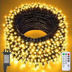 Christmas Tree Lights Plug In,20M 200 LED Outdoor Fairy Light Mains Powered, Waterproof Warm White String Light with Remote/8 Modes/Timer for outside Indoor Garden Bedroom Decorations