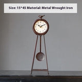 American Retro Iron Art Clock Creative Living Room Decoration