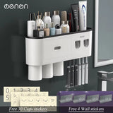 '-Magnetic Adsorption Inverted Toothbrush Holder Wall -Automatic Toothpaste Squeezer Storage Rack Bathroom Accessories