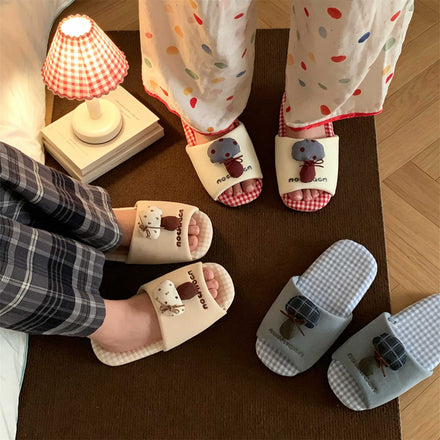 Plaid Quiet Cotton Cloth Slippers For Women