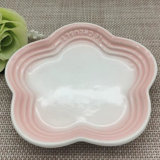 Ceramic Macaron Color Plum Blossom Dish Cherry Blossom Shape Small Bowl Sauce Dish Snack Dish Side Dish