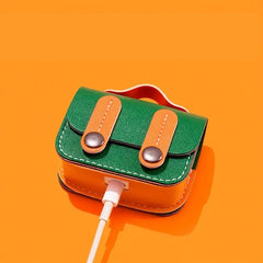 Solid-color Green And Orange Case For Bluetooth Wireless Earphones