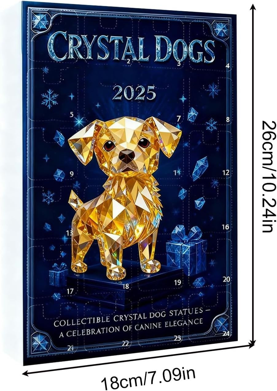 Crystal Dog Advent - Christmas Calendar 2025, 2D Acrylic Decor, 24 Days Dog, Lov