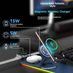 15W 3-in-1 Wireless Charging Mouse Pad For Desk