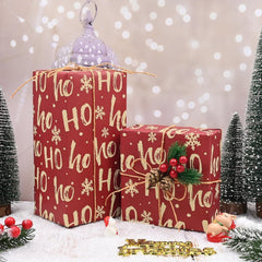 Red Christmas Wrapping Paper Sheets,50 * 70Cm Ho Xmas Wrapping Paper Kraft Paper Perpect for Christmas(5 Sheets)
