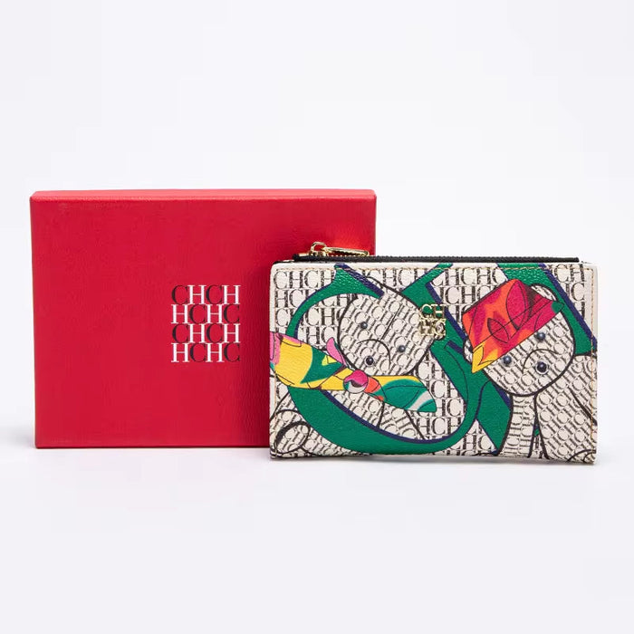 '-Women'S Cartoon Printing Long Wallet Retro Classic Wallet PVC Material Fashion Simple Large Capacity Bags