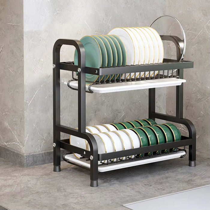 Dishes Storage Rack Stainless Steel Dish Rack Stainless Steel Kitchen Dish Rack with Utensil Storage Hook Waterproof for Bowls