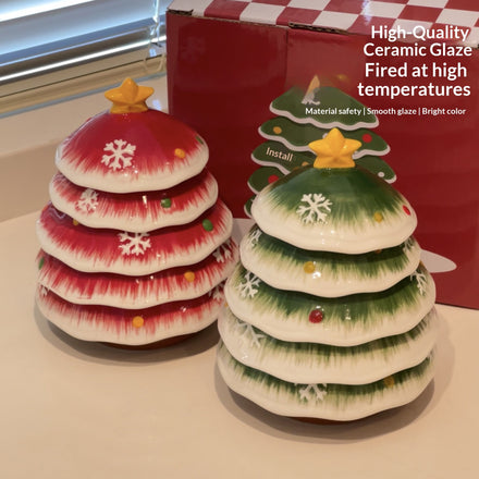 Cute Christmas Tree Dipping Sauce Dish Home Ceramic Condiment Dish Set