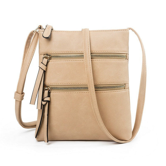 Multifunctional pocket with double zipper vertical women's bag