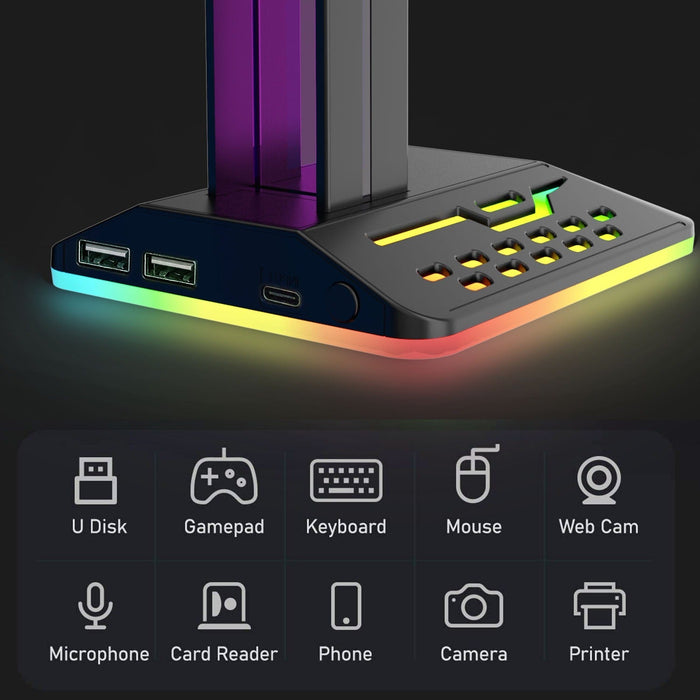 Earphone holder RGB,  color changing and glowing esports RGB