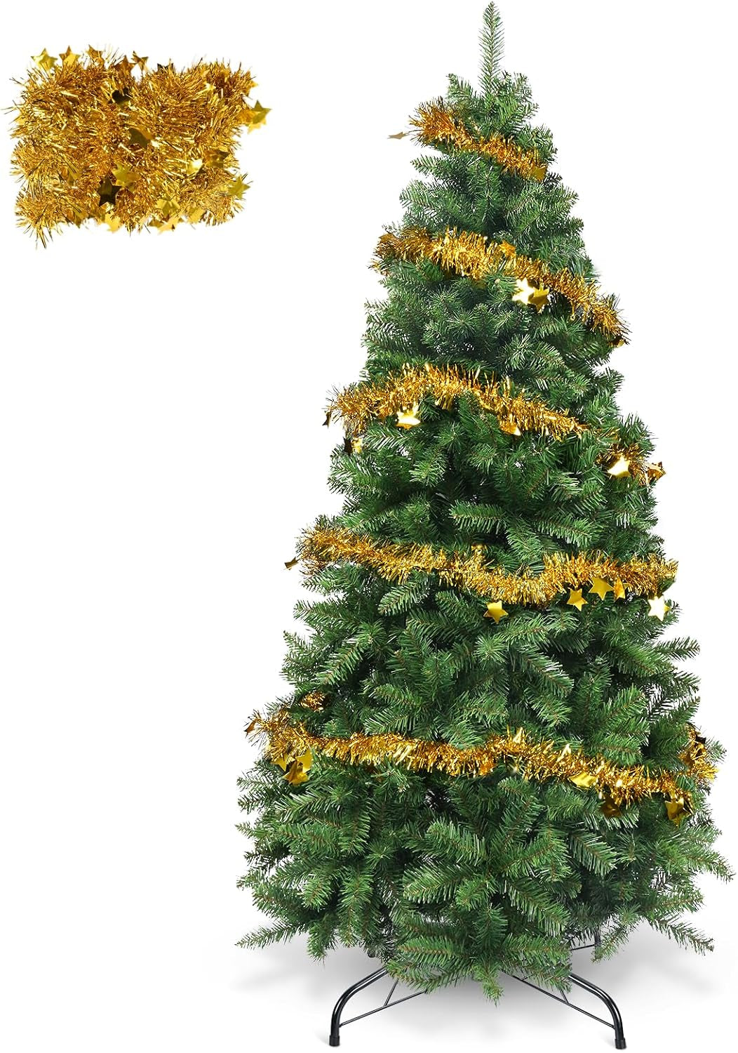 Christmas Tree 6FT – 800 Tips Full & Realistic Green Xmas Tree with PVC Branches, Metal Stand – Christmas Tree for or Home, Office, Shops and Hotels (180 Cm, Green)
