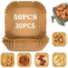 50/30 Pieces Kitchens Accessories Air Fryer Paper Kitchen Utensils Disposable Square round Pastry Molds BBQ Plate Non-Stick Pad
