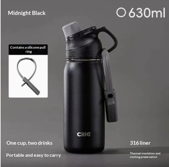 Portable Handheld Insulated Stainless Steel Car Mug Sports Water Bottle