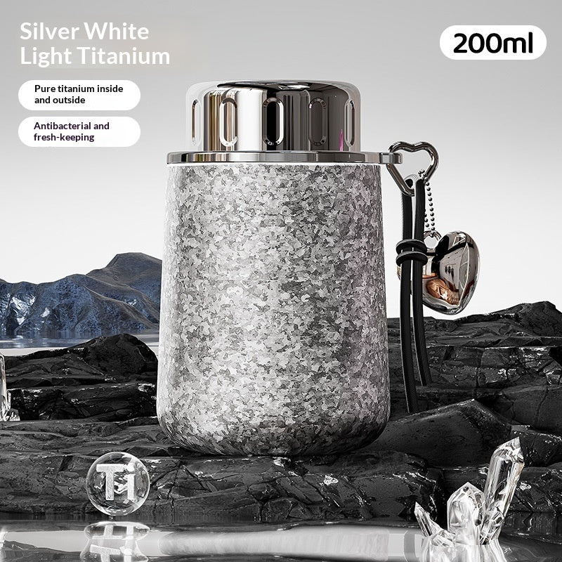Portable Hammered-Texture 99 Pure Titanium Insulated Water Bottle
