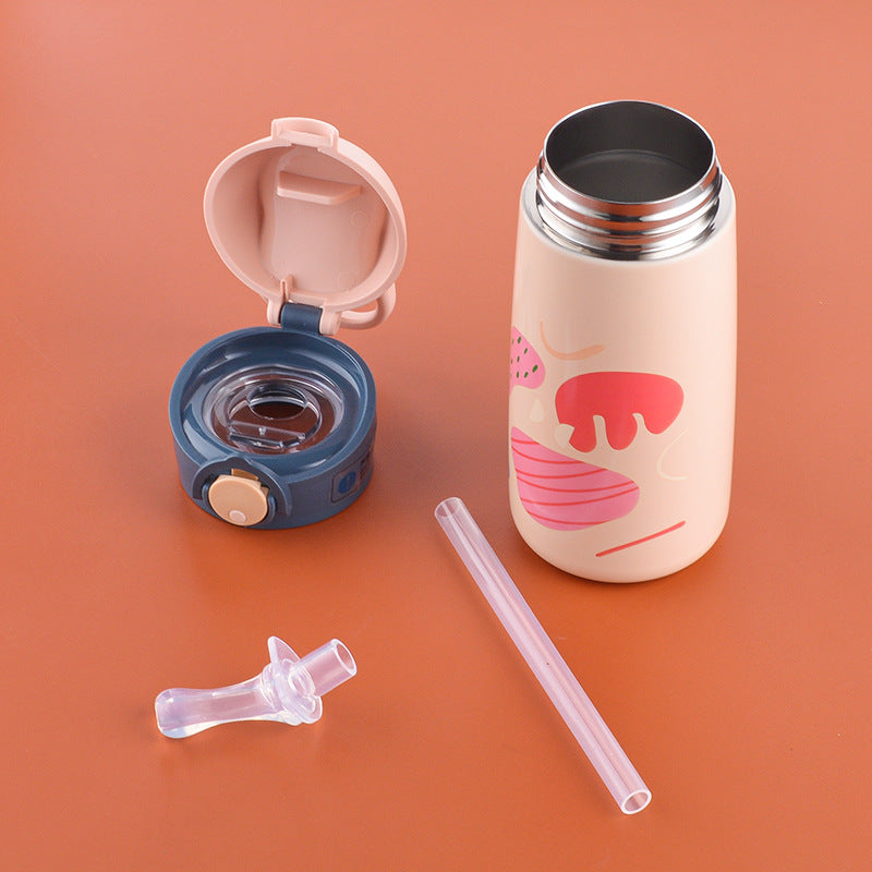 Cartoon-style Portable 16-oz Stainless Steel Straw Cup For Kids