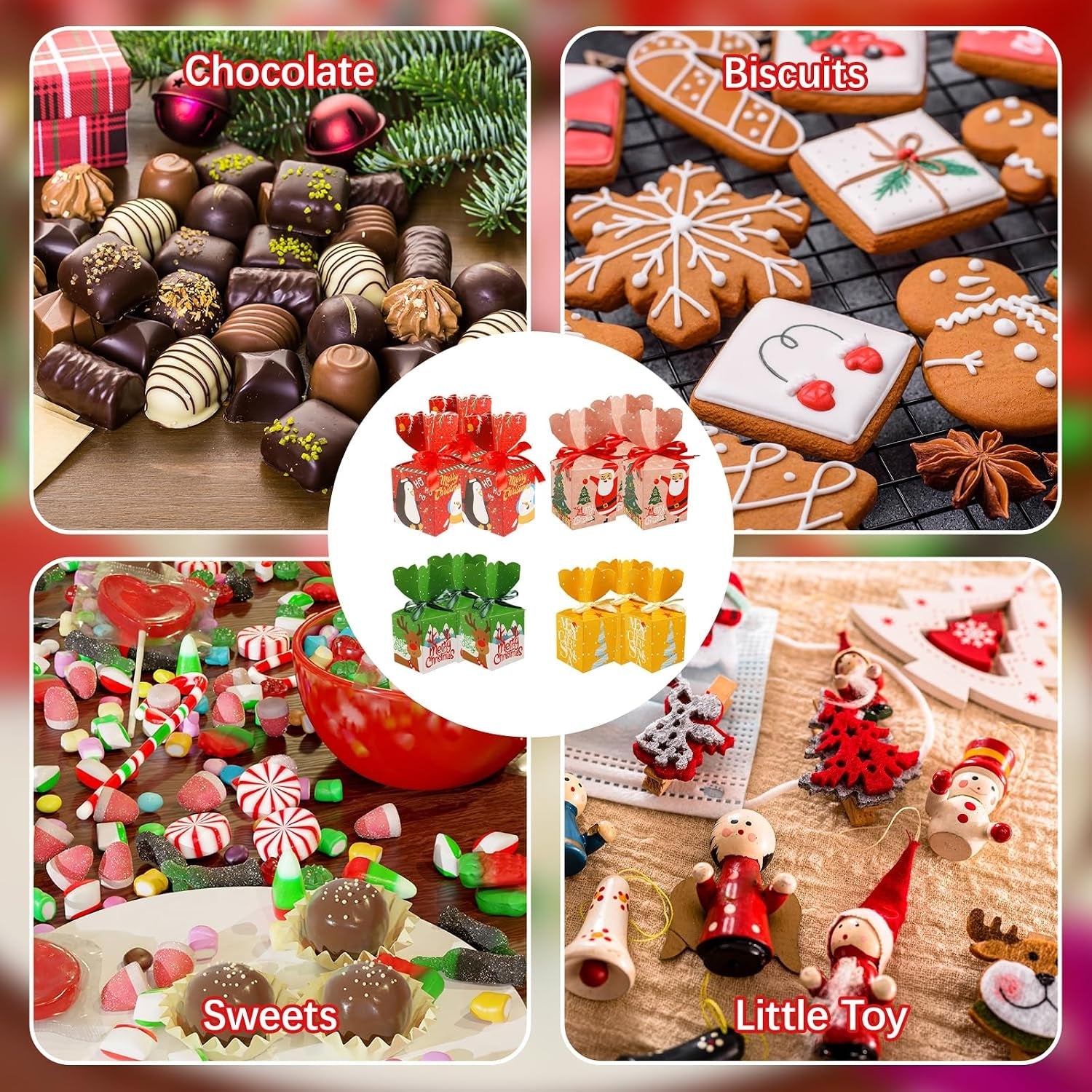 12Pcs Christmas Party Gift Boxes, Creative Christmas Paper Candy Boxes, Festive Favour Boxe for Xmas Party, Advent Decorations, Eve, Gift Wrapping