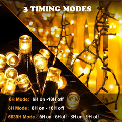 Christmas Tree Lights Plug In,20M 200 LED Outdoor Fairy Light Mains Powered, Waterproof Warm White String Light with Remote/8 Modes/Timer for outside Indoor Garden Bedroom Decorations