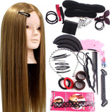 Neverland Beauty 24 Inch 60% Real Human Hair Training Head Hairdressing Cosmetology Mannequin Head with Makeup Function + Braid Set
