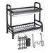Dishes Storage Rack Stainless Steel Dish Rack Stainless Steel Kitchen Dish Rack with Utensil Storage Hook Waterproof for Bowls