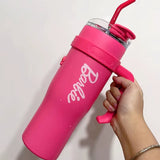 '-Copo De Agua Rosa Barbie Serie Para Meninas Grande Capacidade Palha Bling De Aco Gigante Tendencia Presente De Aniversari